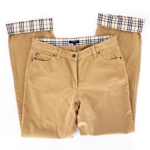 Burberry London loose fit Jeans Plaid Tan Italy Size 8